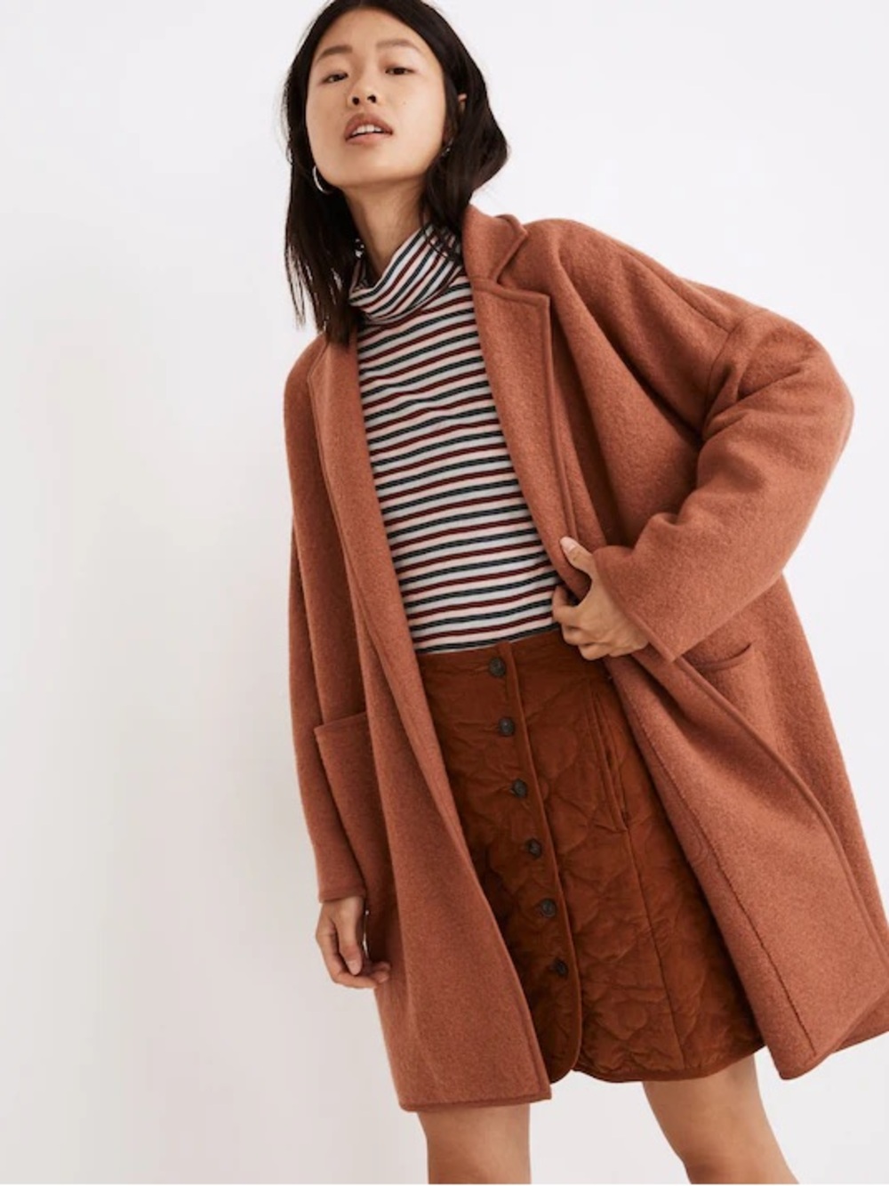 Madewell Courton Sweater coat size Small Warm Umber